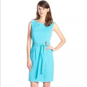 New with tags aqua turquoise Ellen Tracy Dress with belt and pockets size 4